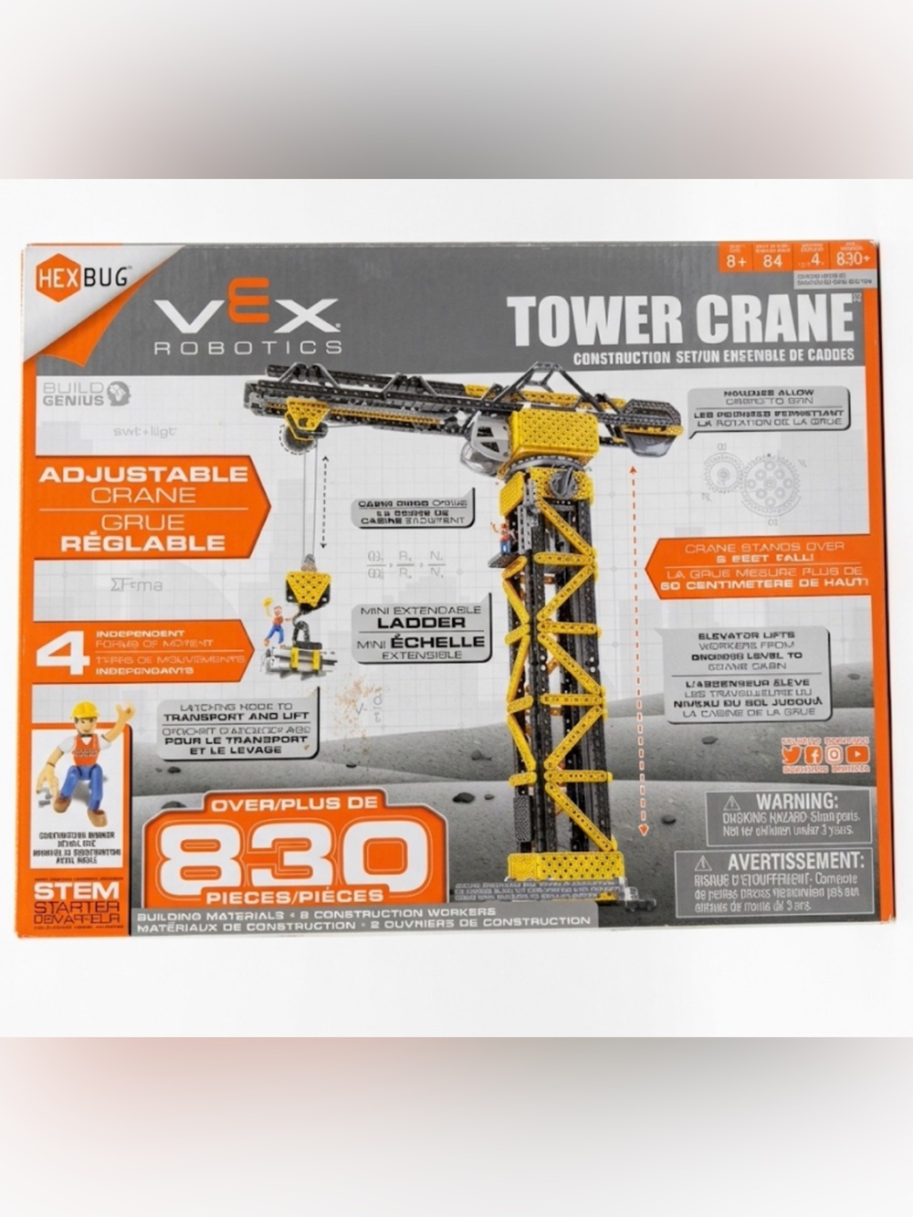 Hexbug VEX Robotics Tower Crane Set Yellow & Black Building Kit Kid STEM
